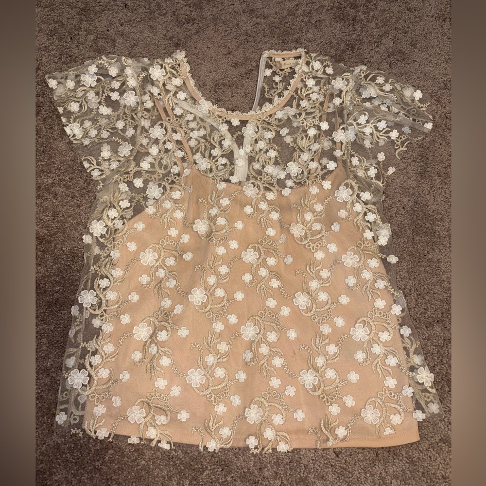 Floral Lace Overlay Top